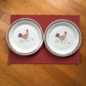 Set of Two Every Day Gibson China Plates with Rooster Design